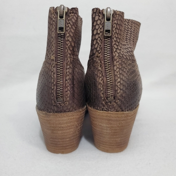 Seychelles Brown Waxed Leather Reptile Ankle Boots - Picture 4 of 7